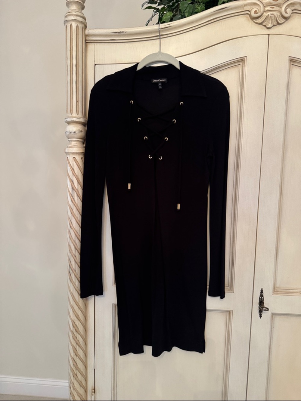 Juicy couture Black Lace-Up Long Sleeve Dress